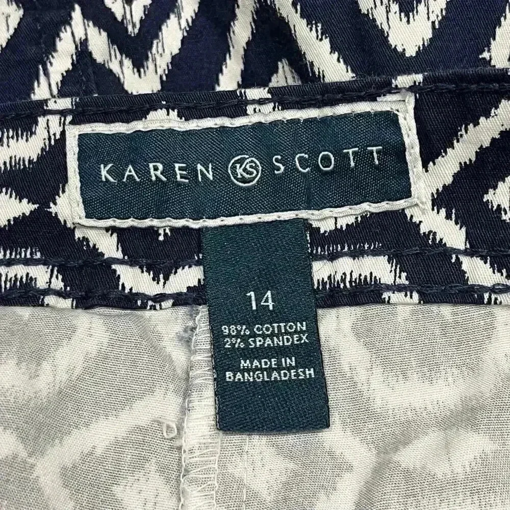 Karen Scott Navy Print‎ Skort Size 14